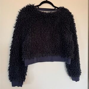 Shaggy Navy Cropped Pullover Sweatshirt from Juicy Couture Black Label